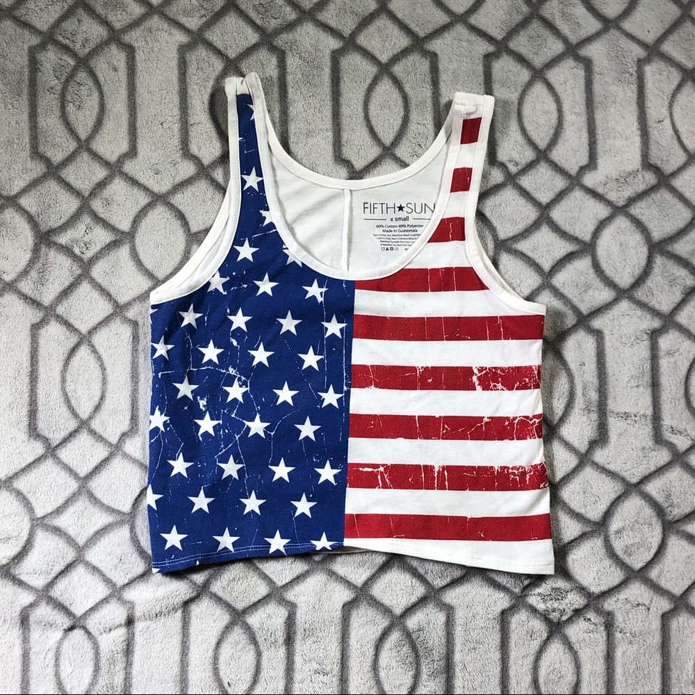 American Flag Fifth Sun Cropped Tank Top Size XS